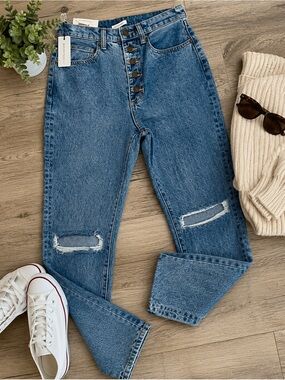 NWT WeWoreWhat The Danielle High Rise Vintage Straight Jeans Size 26 Button Fly